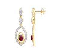 Vira Jewels Ohrringe Silber 925 zweifarbig 40mm lang mit 2x Rubin und 80x Weiß-Topas Einheitsgröße