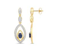 Vira Jewels Ohrringe Silber 925 zweifarbig 40mm lang mit 2x Saphir und 80x Weiß-Topas Einheitsgröße