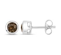 Vira Jewels Damen Ohrstecker 925/- Sterling Silber 0,6cm Glänzend Rauchquarz weiß 1ct. 147220023