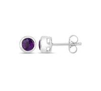 Vira Jewels Ohrstecker 925/- Sterling Silber Amethyst Lila 0,6Cm Glänzend 0,9Ct.