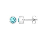 Vira Jewels Ohrstecker 925-Sterling Silber rhodiniert glänzend Apatit blau rund Einheitsgröße