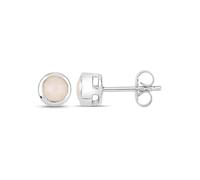 Vira Jewels Ohrstecker 925-Sterling Silber rhodiniert glänzend Opal weiß rund Einheitsgröße