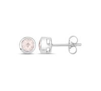 Vira Jewels Damen Ohrstecker 925/- Sterling Silber 0,6cm Glänzend Rosenquarz weiß 0,88ct. 147220022