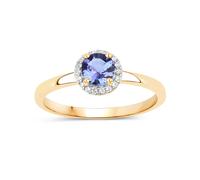 Fingerring VIRA JEWELS "925-Sterling Silber vergoldet Glänzend Tansanit violett" Gr. 18, gelb (gelb, violett), Fingerringe, Damen, 018 (57,0), 0,53 ct, Silber 925 (Sterlingsilber) (18337633-18) gelb,