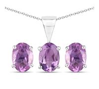 Vira Jewels - Schmuck-Set 925/- Sterling Silber Amethyst lila 2,4 ct. Ohrringe 1 ct Damen