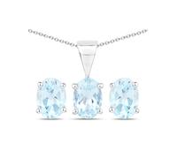 Vira Jewels Schmuck-Set Silber 925 rhodiniert Ohrringe und Halskette mit Blautopas (beh.) Einheitsgröße