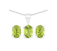 Vira Jewels - Schmuck-Set 925/- Sterling Silber Peridot grün 2,49 ct. Ohrringe 1 ct Damen