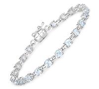 Vira Jewels - Armband 925/- Sterling Silber Blautopas beh. 6,3ct. Armbänder & Armreife 1 ct Weiss Damen