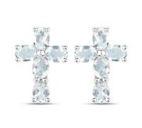 Vira Jewels - Ohrringe 925/- Sterling Silber Aquamarine hellblau 1,5 ct. 1 ct Damen