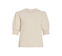 Strickpullover VILA "VIRIL 2/4 SLEEVE O-NECK KNIT TOP - NOOS", Damen, Gr. XXL, super light natural melan, Strick, Obermaterial: 50% Viskose, 28% Polyester, 22% Nylon, unifarben, regular fit normal, Ru