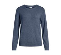 Rundhalspullover VILA "VIRIL O-NECK L/S KNIT TOP - NOOS", Damen, Gr. S, vintage indigo detail:schwarz melange, Feinstrick, Obermaterial: 50% Viskose, 27% Nylon, 23% Polyester, meliert, modisch, regula