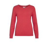 Rundhalspullover VILA "VIRIL O-NECK L/S KNIT TOP - NOOS", Damen, Gr. M, hibiscus detail:schwarz melange, Feinstrick, Obermaterial: 50% Viskose, 27% Nylon, 23% Polyester, meliert, regular fit normal, R