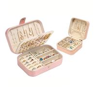 VirtuGro 2PCS Schmuckaufbewahrung Reise Schmuckkästchen klein+Groß Leder Jewelry Organizer mit abnehmbarer Trennwand Schmuckschatulle für Damen Schmuckbox für Ohrringe Halsketten Ringe Geschenk (Rosa)