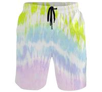 visesunny Hawaiianische Herren-Sommer-Strand-Shorts, Badehose für Sport, Laufen, mit Netzfutter, Batik, X-Large
