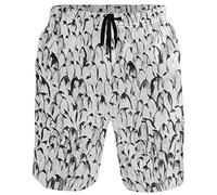 visesunny Hawaiianische Herren-Sommer-Strand-Shorts, Badehose für Sport, Laufen, mit Netzfutter, pinguin, Large