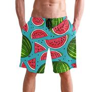 visesunny Hawaiianische Herren-Sommer-Strand-Shorts, Badehose für Sport, Laufen, mit Netzfutter, wassermelone, Large