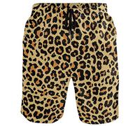 visesunny Herren Badehose Schwimmen Strand Surfen Board Shorts Bademode Quick Dry Mesh Futter Badeanzüge mit Taschen, Leopard Körnung 01, Large