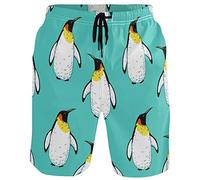 visesunny Herren Badehose Schwimmen Strand Surfen Board Shorts Bademode schnell trocknendes Netzfutter Badeanzüge mit Taschen, pinguin, L