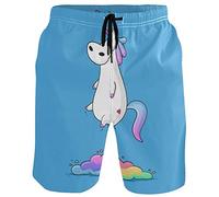 visesunny Herren Badehose Schwimmen Strand Surfen Board Shorts Bademode schnell trocknendes Netzfutter Badeanzüge mit Taschen, Einhorn, L