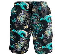 visesunny Herren Badehose Schwimmen Strand Surfen Board Shorts Bademode schnell trocknendes Netzfutter Badeanzüge mit Taschen, drache, XL