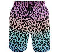 visesunny Herren Badehose Schwimmen Strand Surfen Board Shorts Bademode schnell trocknendes Netzfutter Badeanzüge mit Taschen, Leopard Körnung 02, S