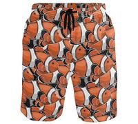 visesunny Herren Badehose Schwimmen Strand Surfen Board Shorts Bademode schnell trocknendes Netzfutter Badeanzüge mit Taschen, Cartoon-Fisch, M