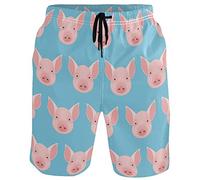 visesunny Herren Badehose Schwimmen Strand Surfen Board Shorts Bademode schnell trocknendes Netzfutter Badeanzüge mit Taschen, Rosa, Schwein, L