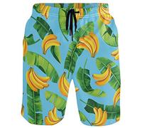 visesunny Herren Badehose Schwimmen Strand Surfen Board Shorts Bademode schnell trocknendes Netzfutter Badeanzüge mit Taschen, Tropische Banane, L