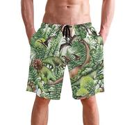 visesunny Herren Badehose Schwimmen Strand Surfen Board Shorts Bademode schnell trocknendes Netzfutter Badeanzüge mit Taschen, Dinosaurier, XL