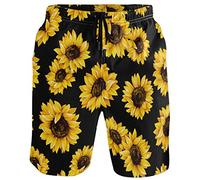 visesunny Herren Badehose Schwimmen Strand Surfen Board Shorts Bademode schnell trocknendes Netzfutter Badeanzüge mit Taschen, #Sonnenblume, L