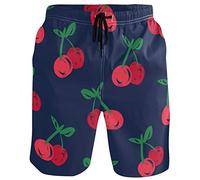 visesunny Herren Bunte Blumen Druck Strand Shorts Heiße Sommer Badehose Sport Laufen Badeanzüge mit Netzfutter, kirsche, XXL