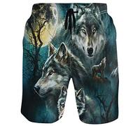 visesunny Herren Bunte Blumen Druck Strand Shorts Heiße Sommer Badehose Sport Laufen Badeanzüge mit Netzfutter, wolf, M