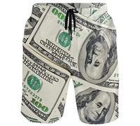 visesunny Herren Wolf Galaxy Strand Shorts Sommer Badehose Sport Laufen Badeanzüge mit Netzfutter, Amercian Dollar, L