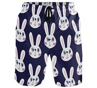visesunny Herren Wolf Galaxy Strand Shorts Sommer Badehose Sport Laufen Badeanzüge mit Netzfutter, Cartoon Hase, Large