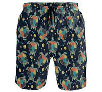 visesunny Herren Wolf Galaxy Strand Shorts Sommer Badehose Sport Laufen Badeanzüge mit Netzfutter, schildkröte, Large
