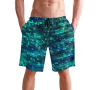 visesunny Lustige Herren-Badehose, schnell trocknend, Strandbekleidung, Sport, Laufen, Badeshorts, Netzfutter, Meerjungfrauenwaage, X-Large