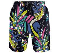 visesunny Moderne Herren-Badeshorts, schnelltrocknend, lässig, Polyester, Ethnischer Totenkopf, X-Large