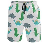 visesunny Moderne Herren Strandshorts Badehose schnell trocknend lässig Polyester Badeshorts, Lustiger Dinosaurier, XX-Large