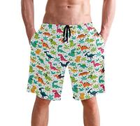 visesunny New Summer Herren Badehose, schnelltrocknend, für Urlaub, Strand, kurz, leger, Niedlicher Dinosaurier, XX-Large