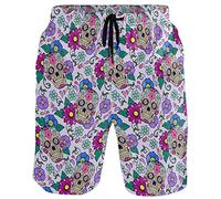 visesunny Stilvolle Herren-Badehose, schnell trocknend, Strandbekleidung, Sport-Badehose, Badehose für Urlaub, Party, Badeanzüge, Sugar Skull, L