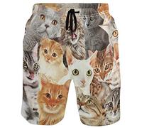visesunny Stilvolle Herren-Badehose, schnelltrocknend, Strandbekleidung, Sport, Schwimm-Shorts, Urlaub, Party, Badeanzüge, 3D-Katze, XXL