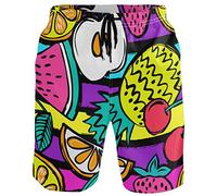 visesunny Stilvolle Herren-Badehose, schnelltrocknend, Strandbekleidung, Sport, Schwimm-Shorts, Urlaub, Party, Badeanzüge, Bunte Früchte, L