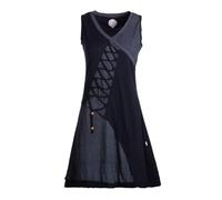 Vishes ärmelloses Damen-Kleid in schwarz-grau I Größe 2XL (44) I Handgefertigt aus 100% Baumwolle I Kleid mit Wickeloptik I Ideal für Frühjahr & Sommer I Nachhaltige Alternative Bekleidung