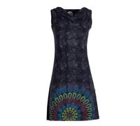 Vishes ärmelloses Damen-Kleid mit Mandala in Schwarz-Grau I Größe 2XL (44) I Handgefertigt aus 100% Baumwolle I T-Shirt Kleid I Ideal für Frühjahr & Sommer I Nachhaltige Alternative Bekleidung