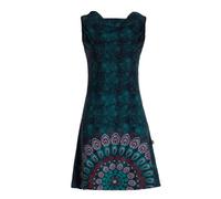 Vishes ärmelloses Damen-Kleid mit Mandala in Schwarz-Türkis I Größe 3XL (46) I Handgefertigt aus 100% Baumwolle I T-Shirt Kleid I Ideal für Frühjahr & Sommer I Nachhaltige Alternative Bekleidung