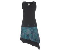 Vishes - Alternative Bekleidung - Ärmelloses asymmetrisches Lagenlook Zipfelkleid schwarz-türkis 44