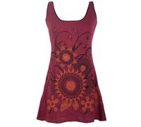 Vishes - Alternative Bekleidung - Ärmelloses Blumenkleid aus Baumwolle mit weitem Ausschnitt dunkelrot 38