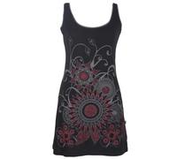 Vishes - Alternative Bekleidung - Ärmelloses Blumenkleid aus Baumwolle mit weitem Ausschnitt schwarz 48