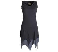 Vishes - Alternative Bekleidung - Ärmelloses Elfenkleid im Lagenlook mit Zipfeln und Zipfelkapuze aus Biobaumwolle schwarz 36