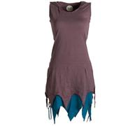 Vishes - Alternative Bekleidung - Ärmelloses Elfenkleid im Lagenlook mit Zipfeln und Zipfelkapuze aus Biobaumwolle braun 36-38